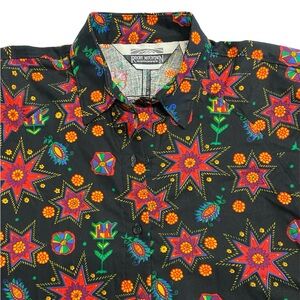 Rocky Mountain Clothing Button Down Shirt Black Red Star Print‎ XS